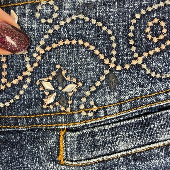 Vintage Jeans LA Blues Embellished Waist Flare Wide Leg Side Zip Y2K - Picture 9 of 10